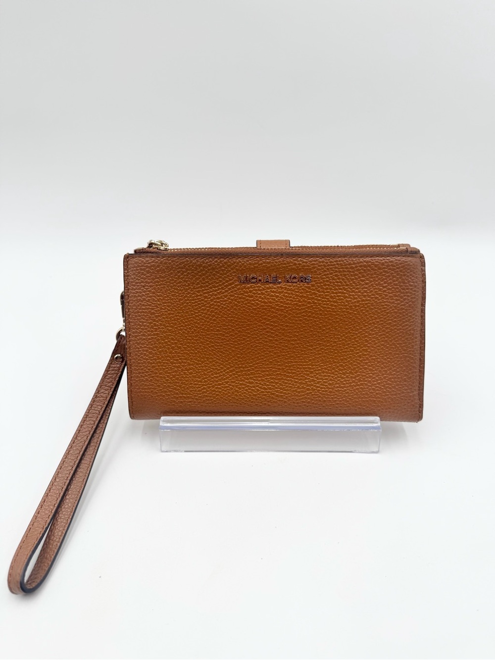Michael Kors Adele Double-Zip Pebble Leather Phone Wristlet